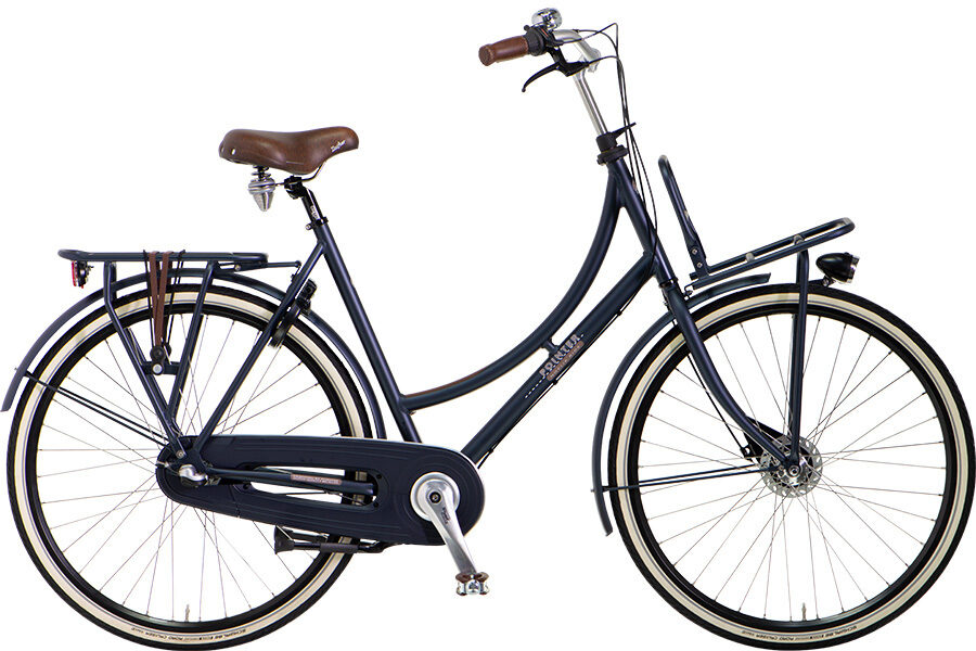 Zwarte transportfiets met voordrager